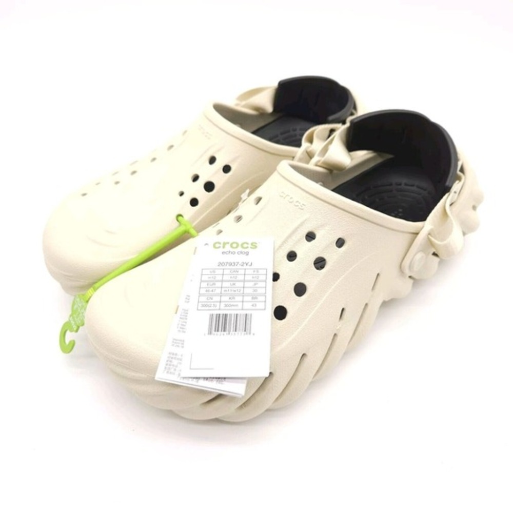 Crocs Echo Clog (Mens Size 12) Slip On Shoes Sandals Bone Black New In Package